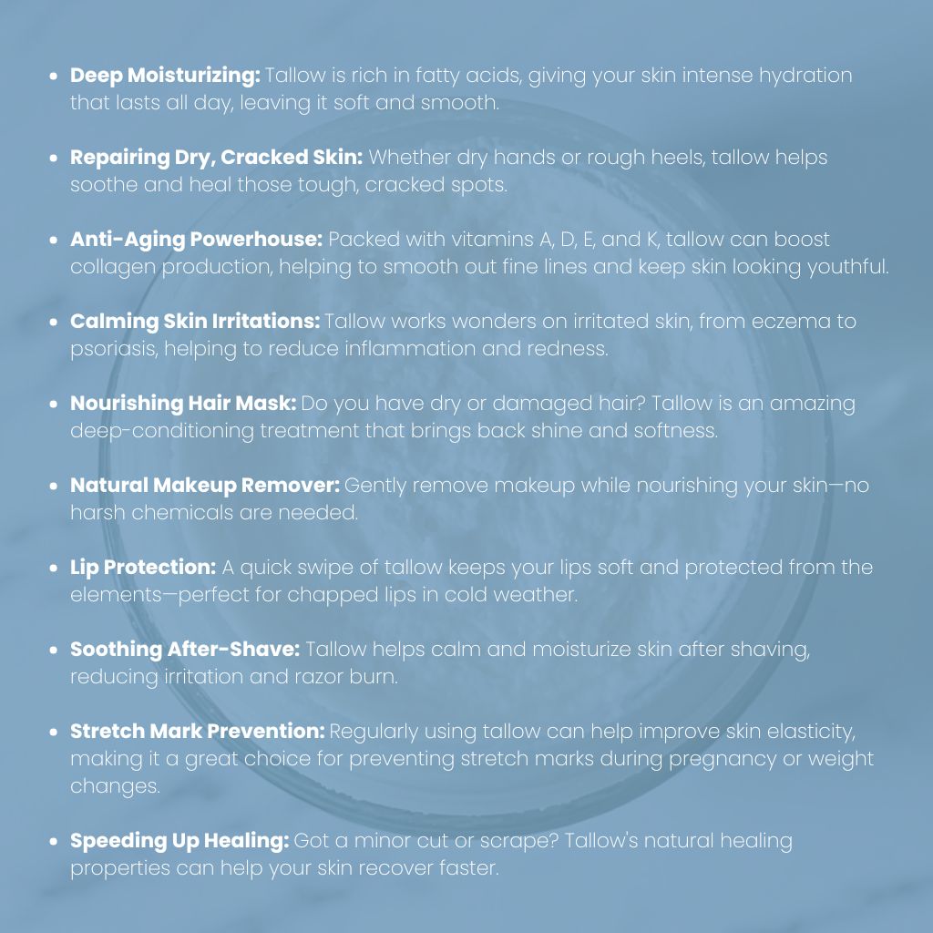 Listed of Glo Tallow Tallow Balm benefits